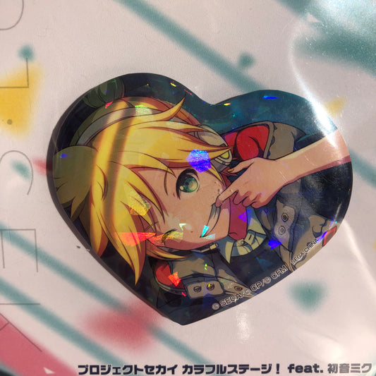 Scène colorée du Projet Sekai ! pi. Hatsune Miku Kagamine Len Holo Badge Coeur