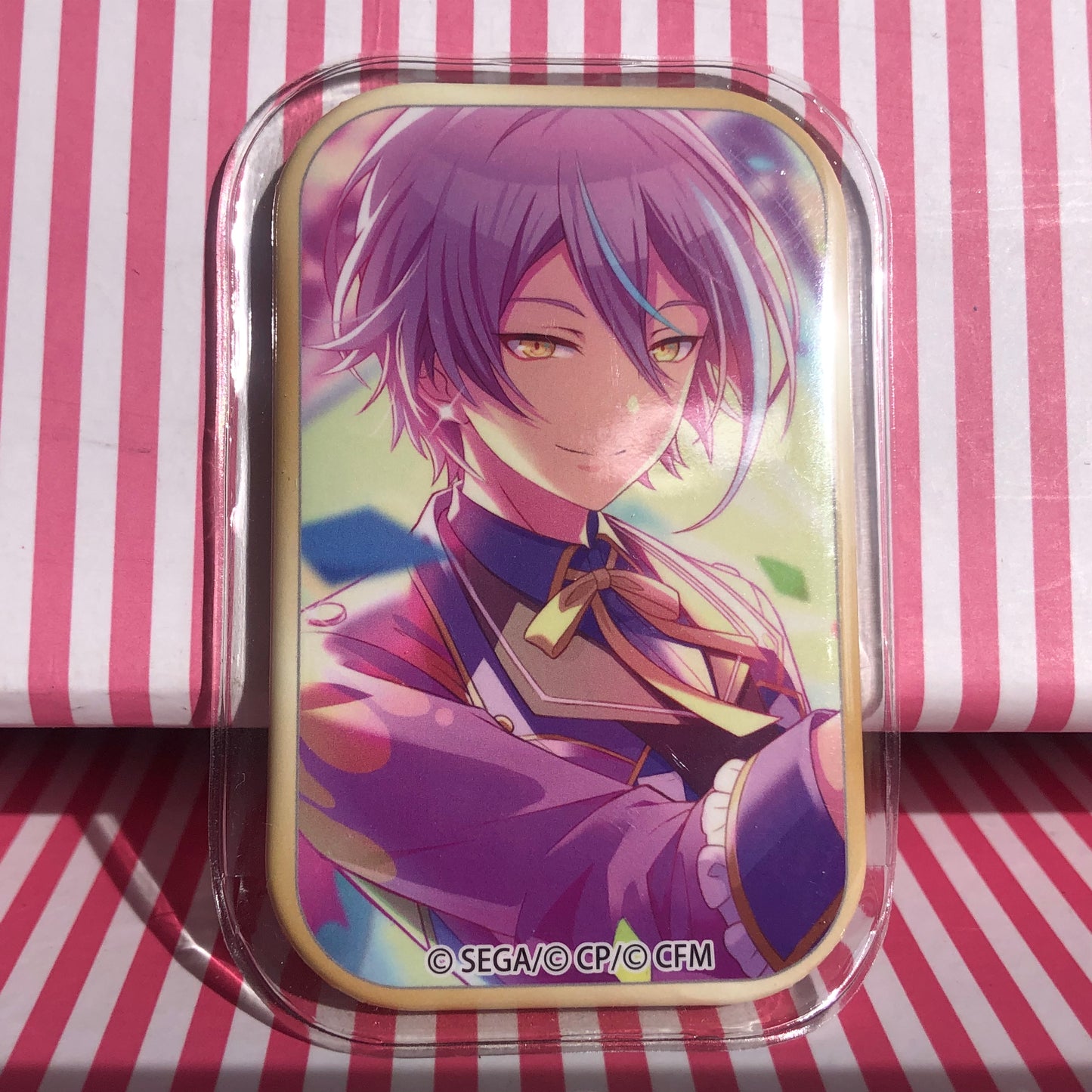 Badge carré Rui Kamishiro, scène colorée du projet G Sekai ! pi. Hatsune Miku