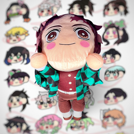 Grande peluche Nesoberi Kimetsu No Yaiba Kamado Tanjiro assis Ver3
