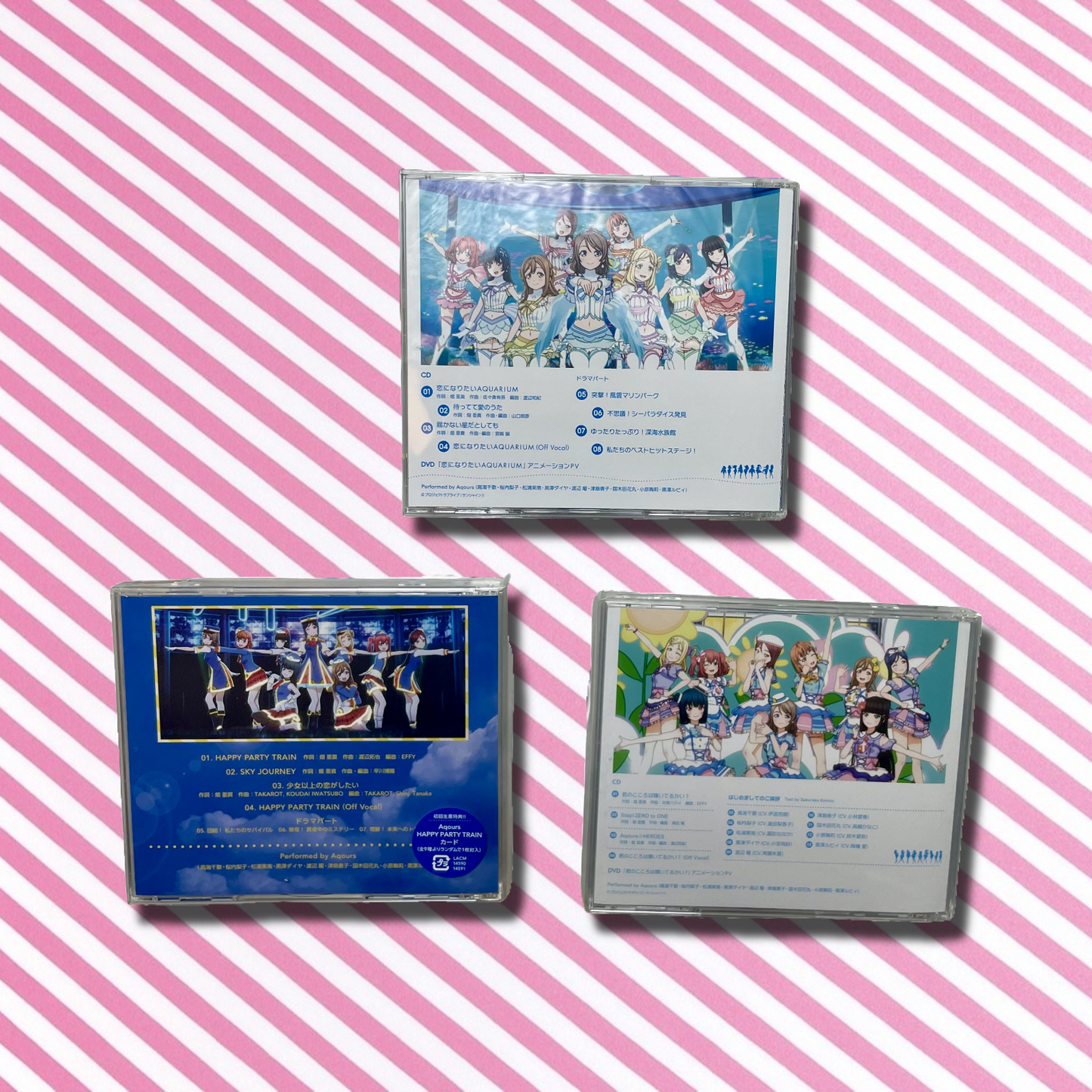 Love Live! Sunshine!! Aqours CD Set of 3 (Koi ni Naritai AQUARIUM, HAPPY PARTY TRAIN, Kimi no Kokoro wa Kagayakteru kai?)