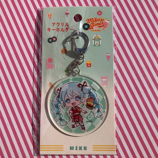 Porte-clés acrylique Vocaloid original Hatsune Miku Miku's Diner avec mm Friends