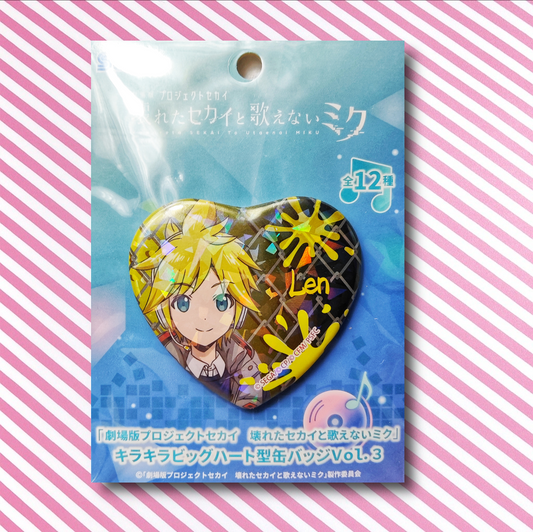 Chapa Corazón Holográfico Kagamine Len Badge Project Sekai Colorful Stage! feat. Hatsune Miku